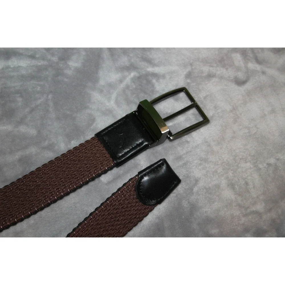 TOMMY BAHAMA XL Reversible Brown Black Braided Stretch w/Leather Trim Belt Men's